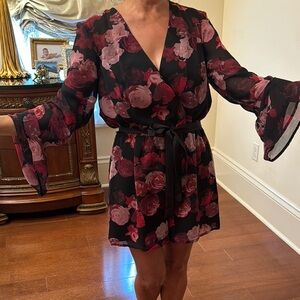 BCBGeneration Red and Pink Floral Dress